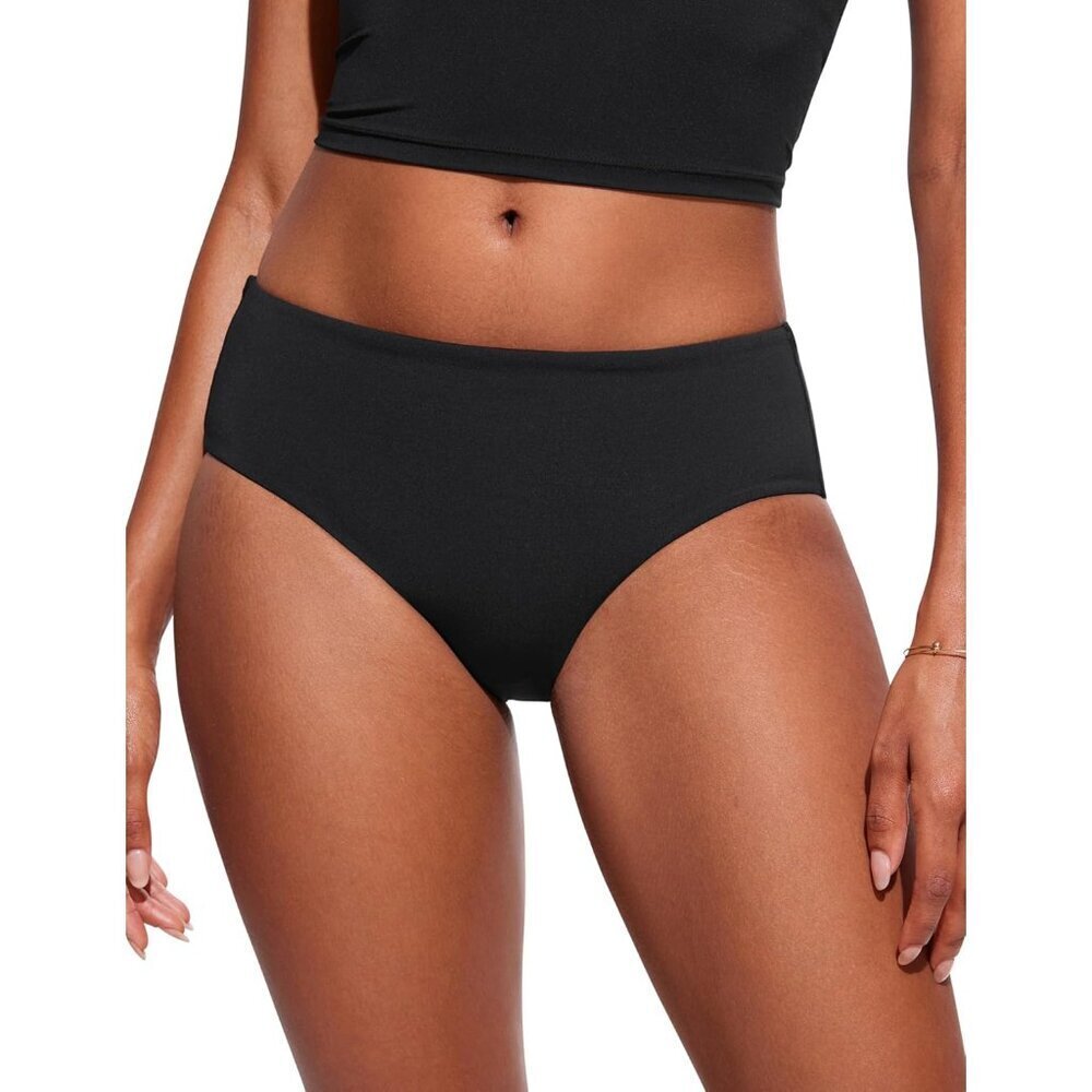 Women’s Mid Waisted Bikini Bottoms Swimsuit Full Coverage Quick-Dry Fabric